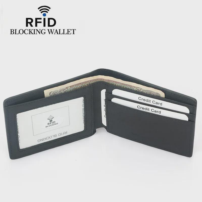 Men's Retro Genuine Leather Anti-Theft Wallet - Crazy Horse Cowhide, Thin and Short Design