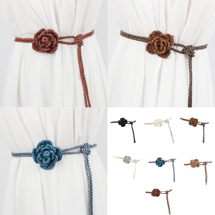 Stylish Handwoven Flower Selfknotted Waistband for Women Seeking Personalizing Retro Fashion Bohemian Waist Rope