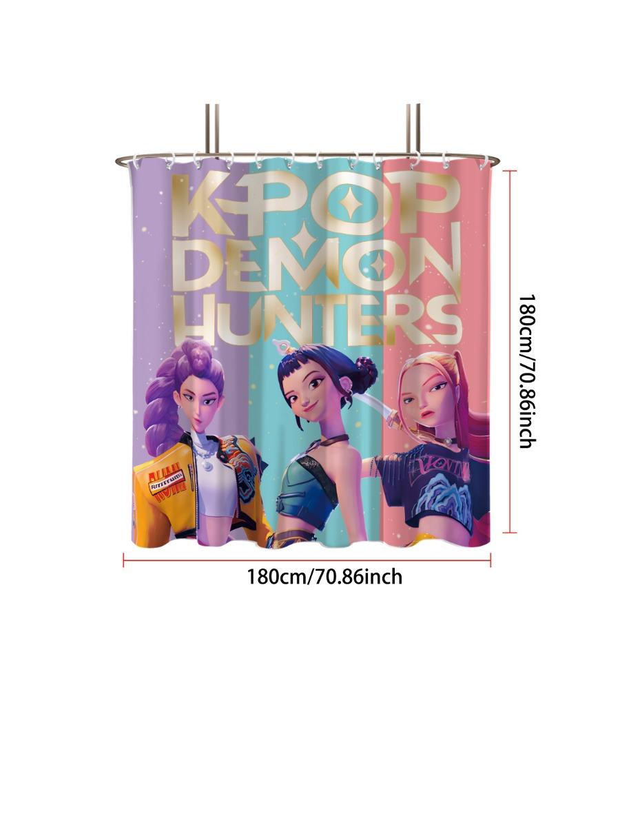 

1Pc Kpop Girl Group Stage Print Waterproof Shower Privacy Hanging Curtain With 12 Hooks Multiple Sizes, Machine Washable 120*180cm