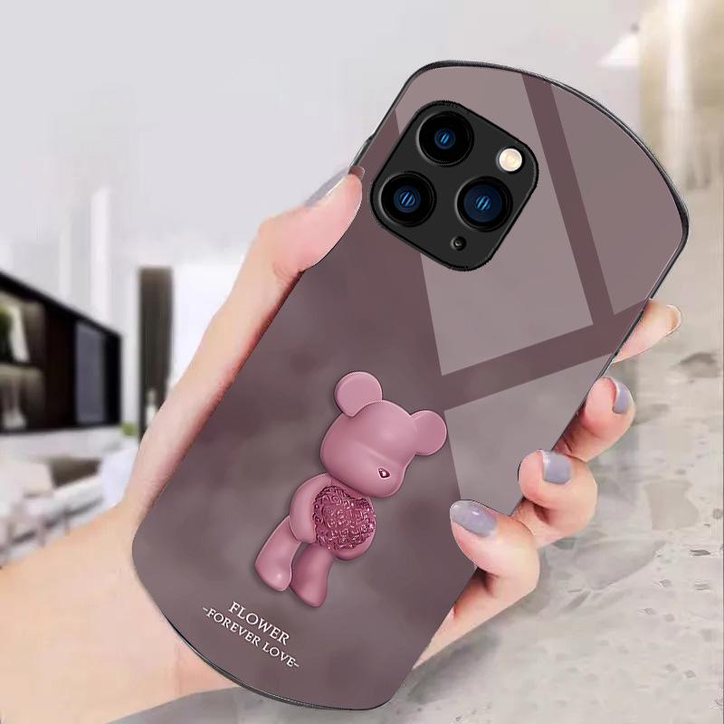 Cute Cartoon Love Bear Phone Case for Apple 15 Pro, 14 Max, XS Max, XS, 11, 7/8.