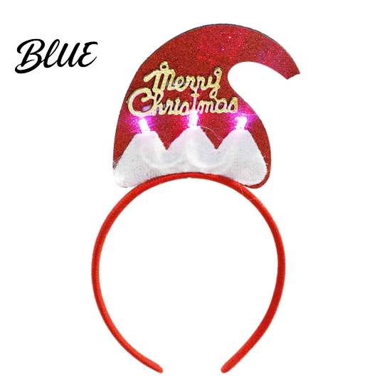 Glowing Holiday Accessories for Parties Light Up Christmas Headbands, Shiny Glitter Santa Hat Tree Reindeer Antler Hairbands, Decorative Hair