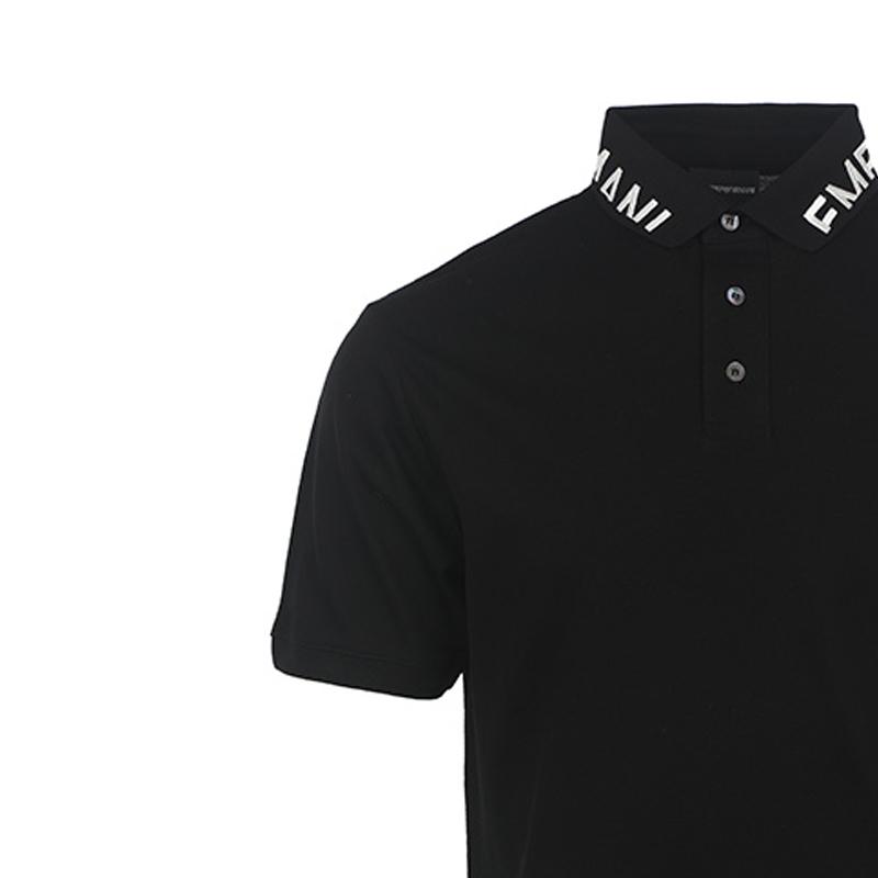 Emporio Armani SS23 Color Block Letter Logo Short Sleeve Polo Shirt Men tops Black 3R1FG41JTKZ0078