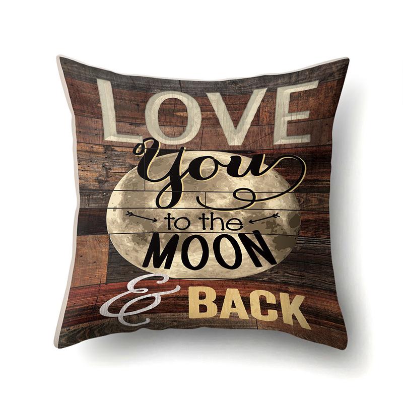 Polyester Pillowcase, Automotive Retro Wood Grain Printing Pillowcase, Waist Cushion Cover, English Cushion, Bedside Cushion Cover