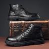 Male British Black Male Boots Fall High Top Tide Ankle Boots Casual Leather Motorcycle Boots D473