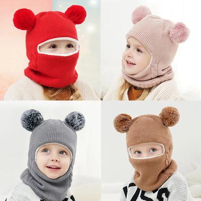 Neue Baby Jungen Mädchen Hüte Schal Alles in Einem Winter Verdicken Plus Samt Gesicht Ohrenschutz Strickmütze Outdoor Kleinkind Kinder Warmer Hut