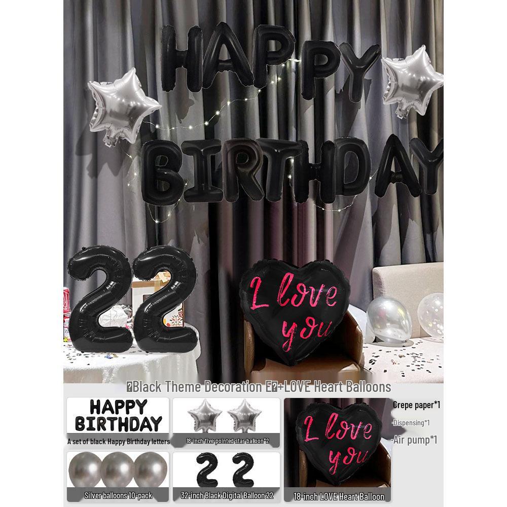 Elegant Birthday Decorations for Men: Number Balloons and High-Class Atmosphere for Husband or Boyfriend's Surprise Party.