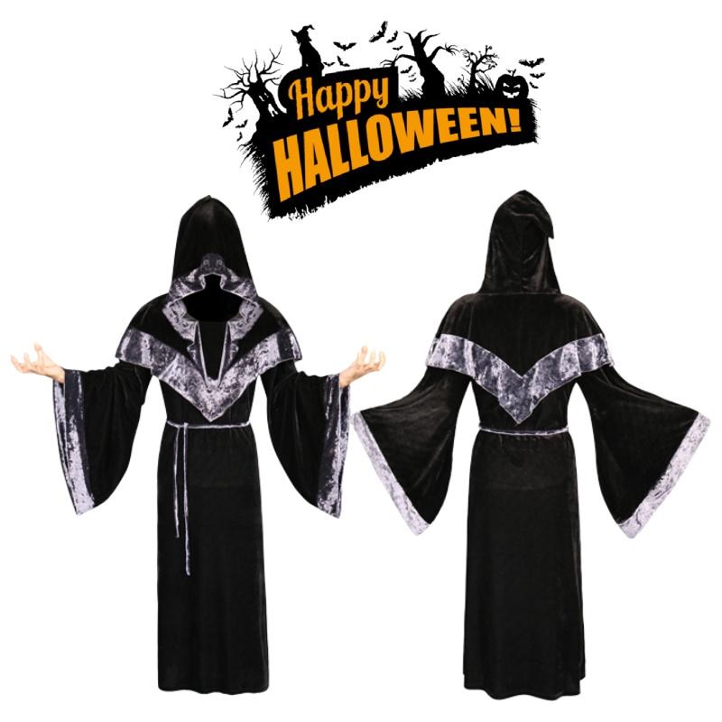 Monk Medieval Priest Robe Halloween Carnival Party Gothic Cosplay Cloak Costume