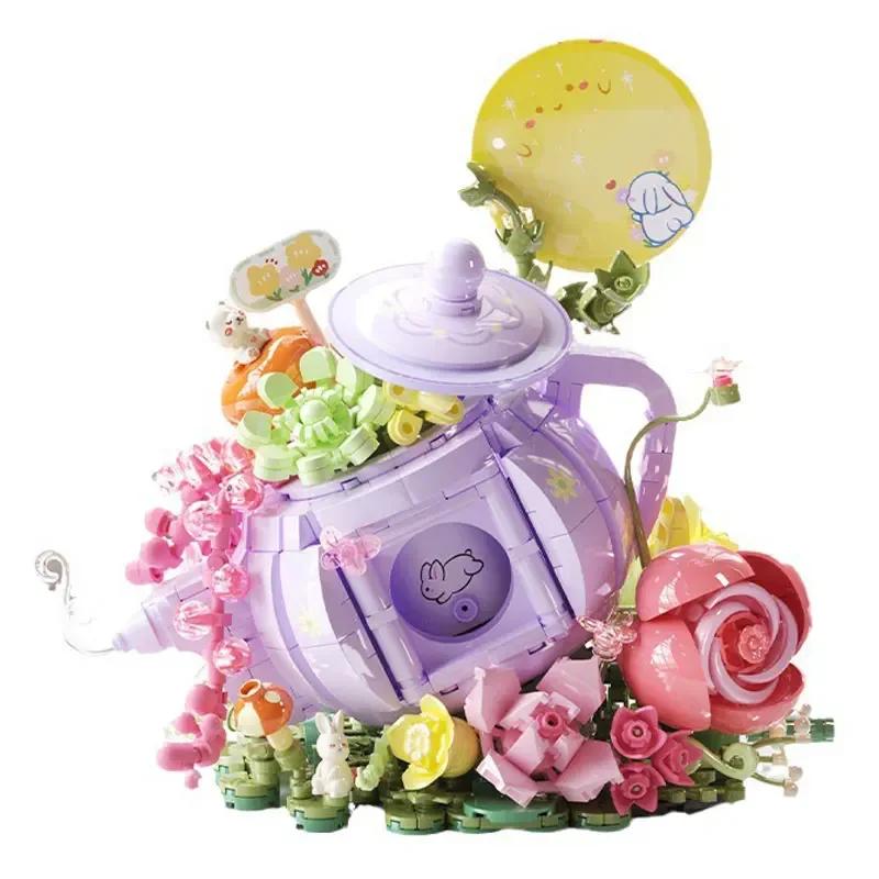 

ToylinX Flower Teapot Model Building Blocks – Girls DIY Handmade STEM Toy Set, Festival Gift & ABS Toy
