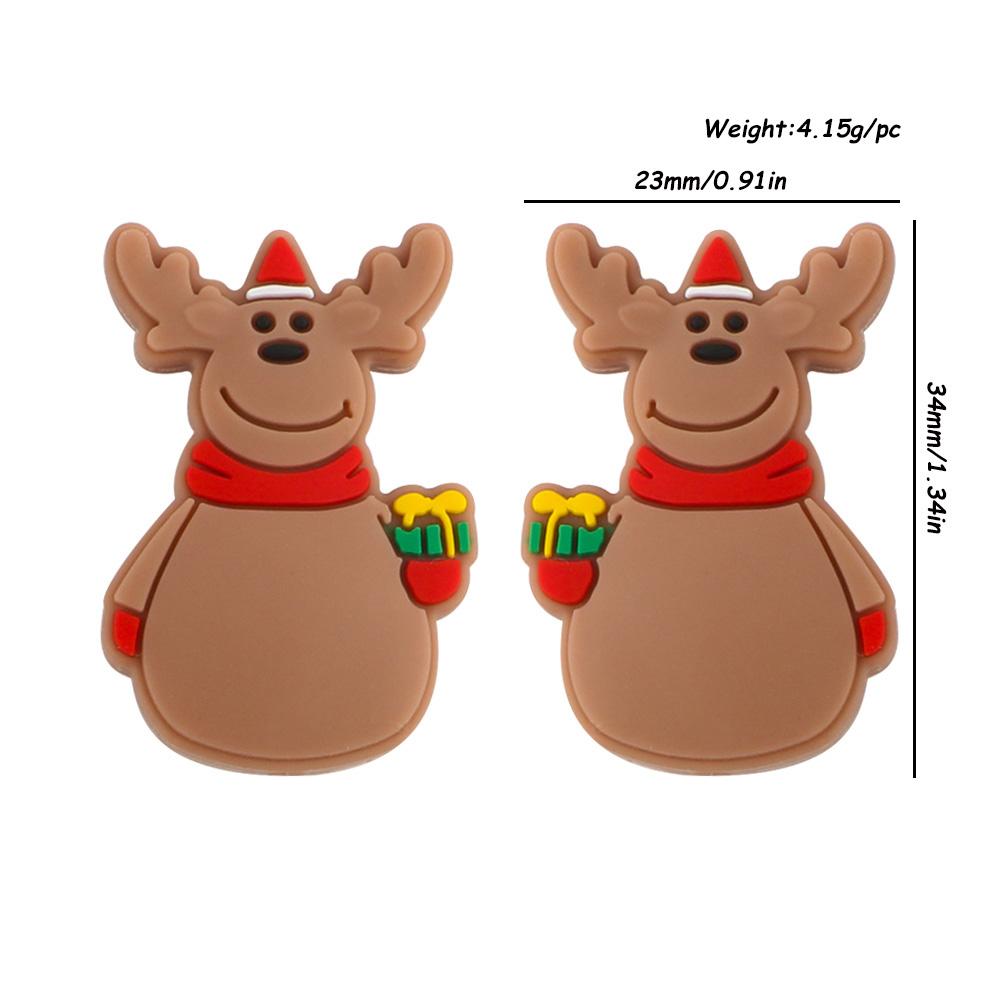 2/5pcs Christmas Series Silicone Beads Santa Reindeer Cookies Snowman DIY Pacifier Chain Jewelry Making Bulk DIY Crafts