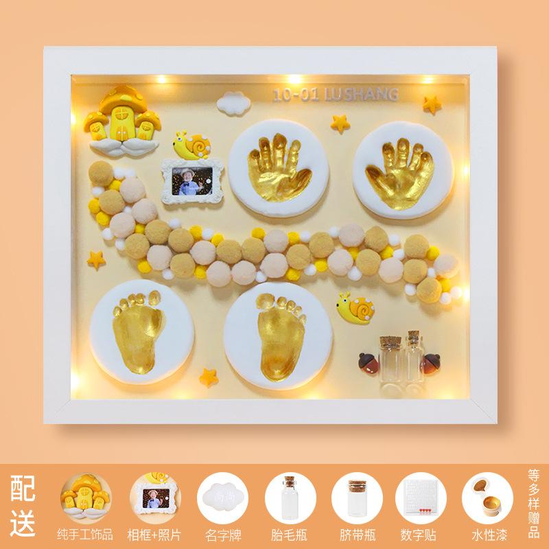 Vollmond-Baby-Fußabdrücke, Handabdruck-Stempelkissen-Set, Fotorahmen, Säuglingsfuß- und Handabdruck, Neugeborenen-Meilenstein, Souvenirs, Gießen