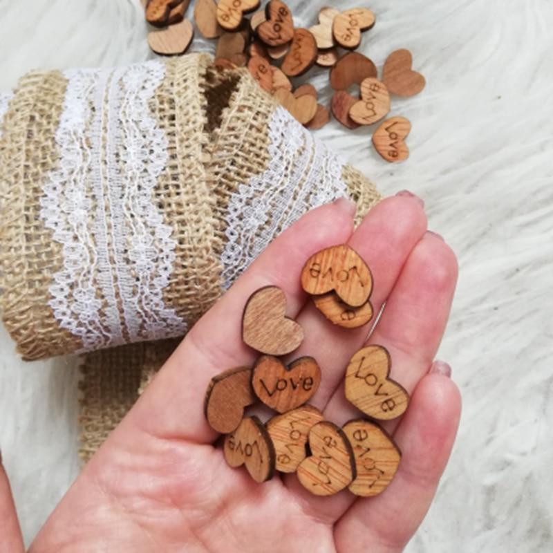 100Pcs Mini Wooden Love Heart Wedding Table Scatter DIY Craft Accessories Rustic Wedding Party DIY Decoration Favor Scrapbooking