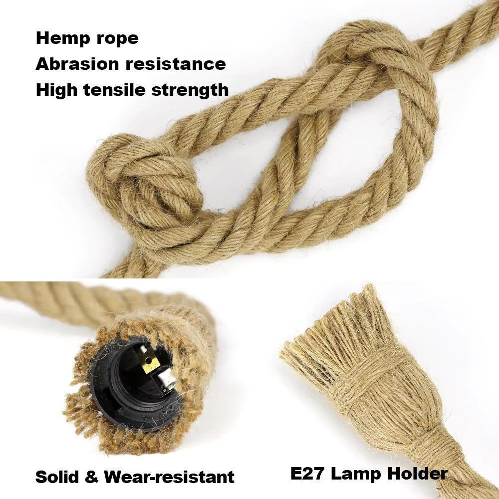 Light Decoration Creative Rope Lamp Vintage Durable Hemp Rope Pendant Lamp Hemp Rope Material Minimalist Hanging lamp Country