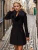 European and American Women's Autumn/Winter Korean Style Wool Coat with Big Fur Collar and Double-Breasted Casual Jacket.
