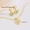 Модный набор ожерелья и серег с цирконом и подвесками в виде глаза и сердца с золотым покрытием