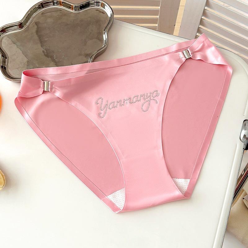 Satin nahtlose Low-Waist Hohl-Unterwäsche mit abnehmbarer Ring-Schnalle