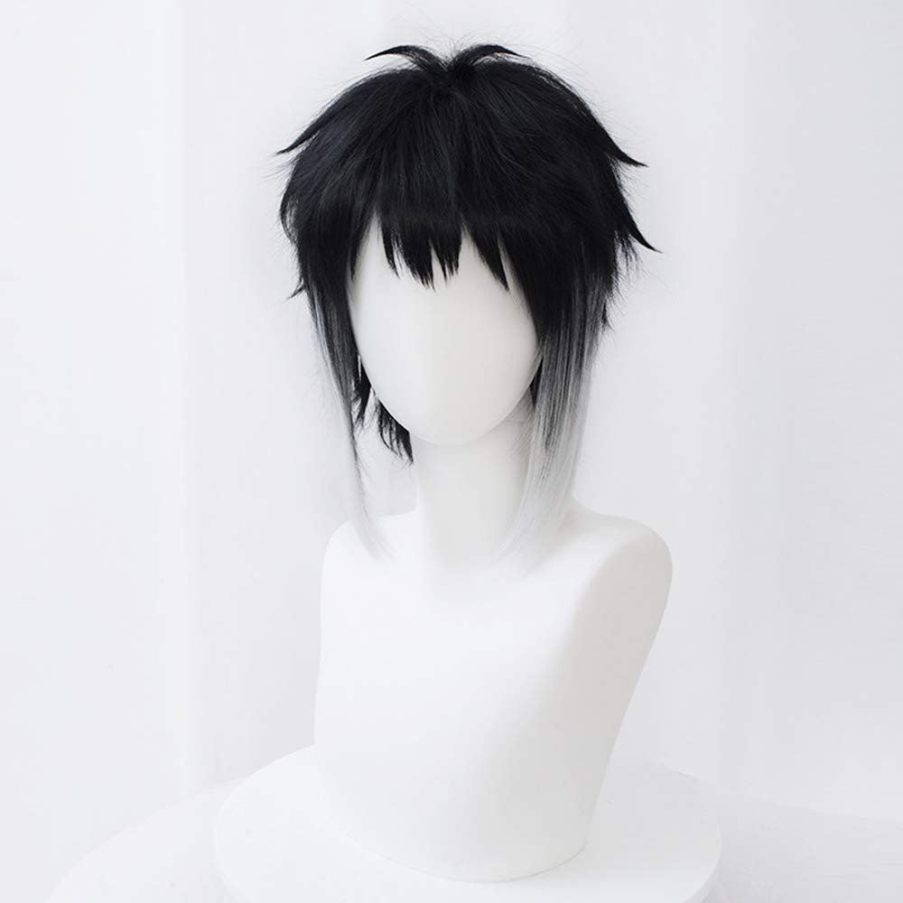 One Piece Akutagawa Ryunosuke Cosplay Wig, Black/Gray, Heat-Resistant