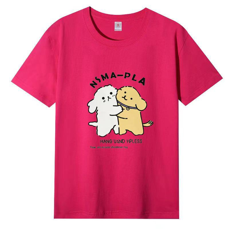 

Женская хлопковая футболка с коротким рукавом, лето 2025, американская футболка с собакой, повседневная 3XL