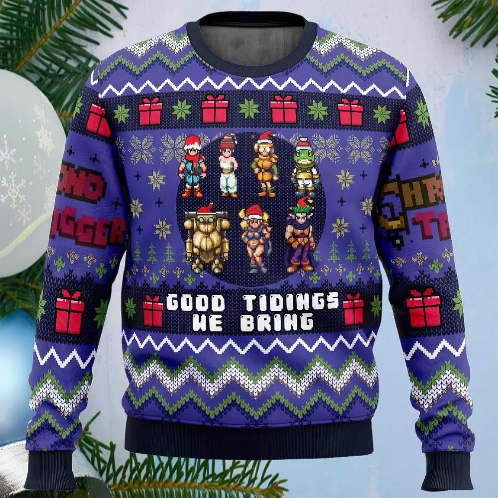 Good Tidings We Bring Chrono Trigger Ugly Christmas Sweater Unisex T-Shirt S
