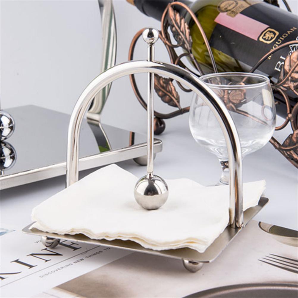 Porte-serviettes plat en acier inoxydable pour cuisine, bureau, support décoratif à mouchoirs pour comptoir avec bras lesté, parfait pour les fêtes