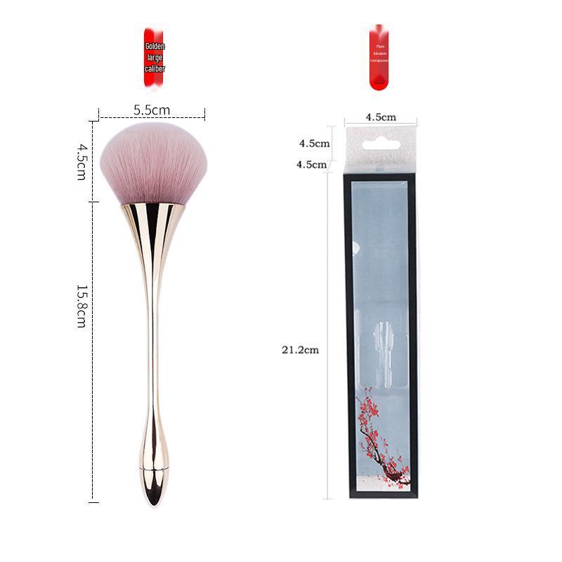 Long-Handle Electroplated Makeup Brush with Soft Bristles - Ideal for Powder and Nail Art Applications