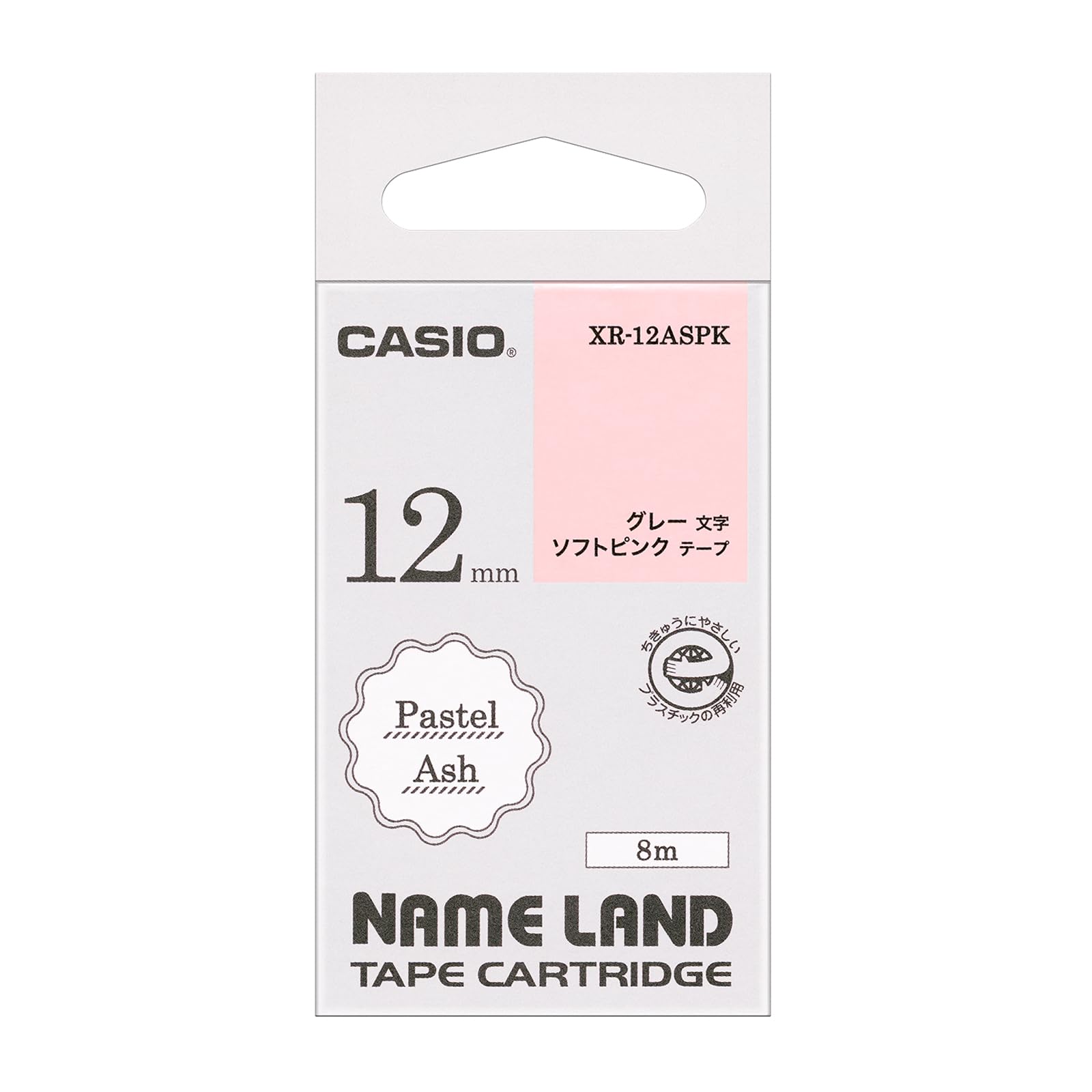 

Casio Label Writer Nameland Pastel Ash Tape 12 мм нежно-розовый с серыми буквами XR-12ASPK