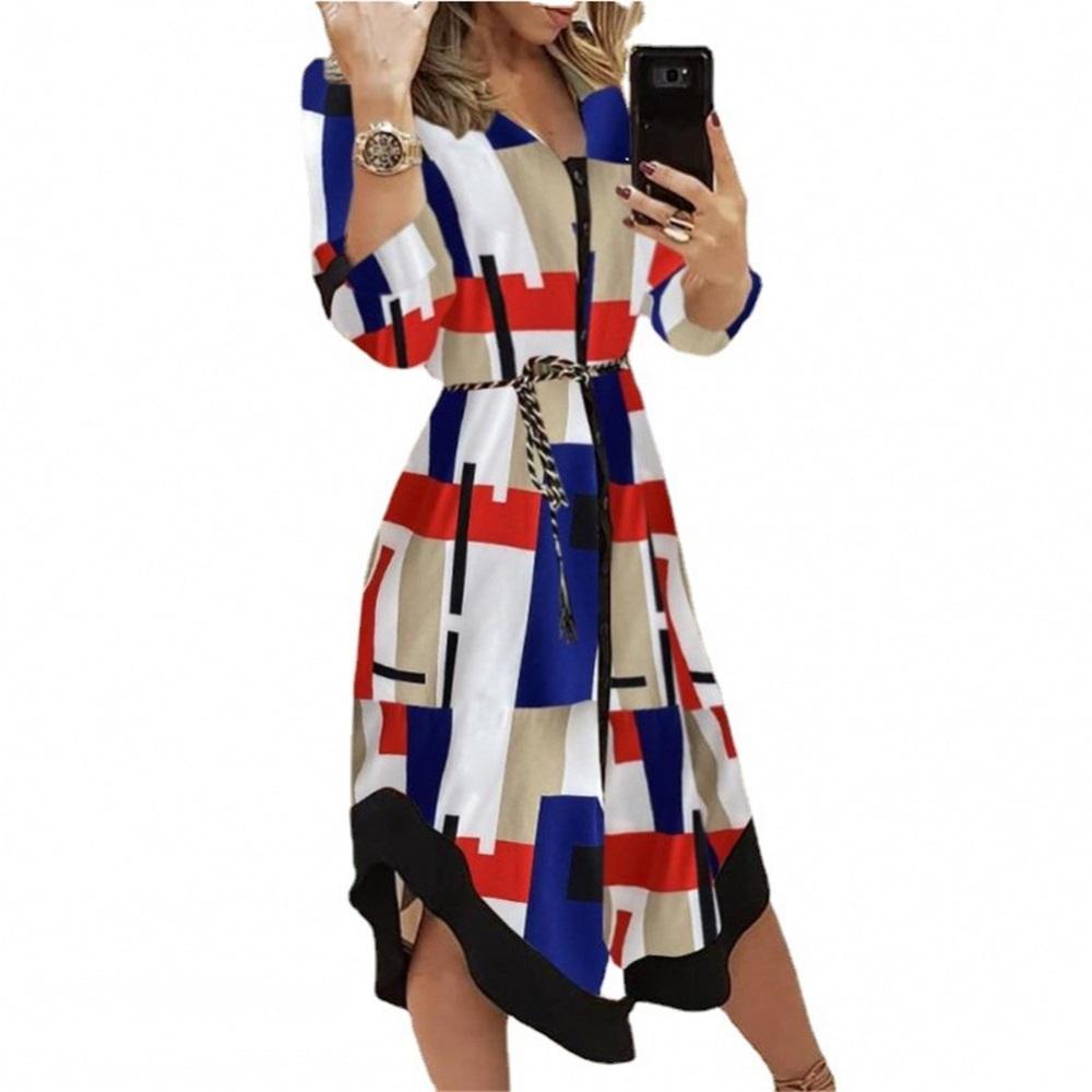 Europe And The United States Women's Temperament Printing Strapped Shirt In The Long Section