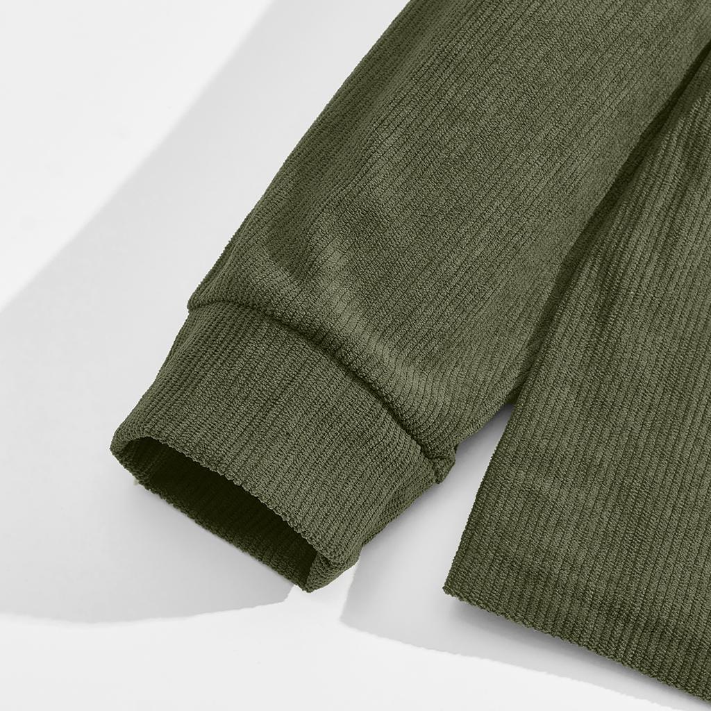 Men's  Casual Outdoor Lapel Corduroy Pullover Long-sleeved Top