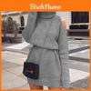 Premium Quality Autumn And Winter Mid Length High Collar Off Shoulder Sweater Dress Mini Dress For Effortless Style
