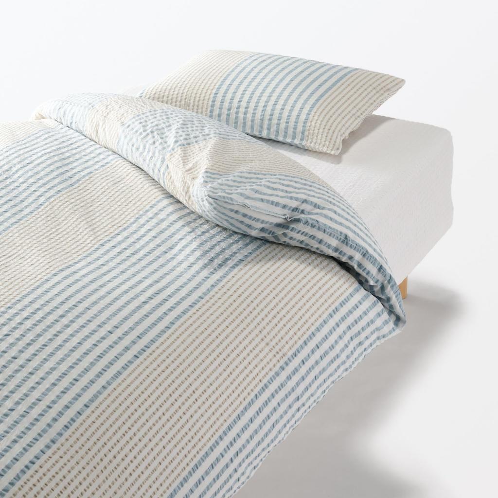 MUJI Cotton Soccer Weave Blue 76400752 Pillowcase, 50x70cm, Stripe,