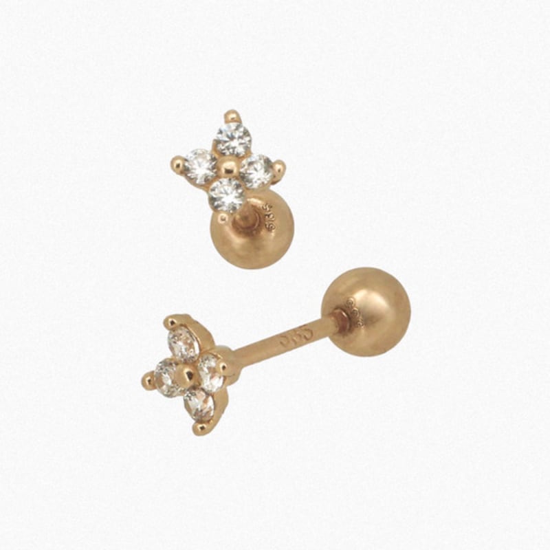 Youngglow 14k Quattro Flower Piercing Earrings