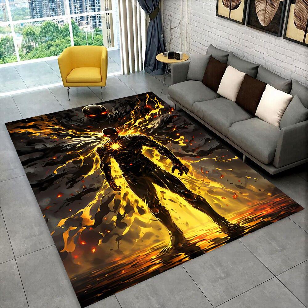 3D One Punch Man Saitama Cartoon Anime Teppich für Wohnzimmer Schlafzimmer Zuhause Sofa Dekoration, Kinder Spiel Rutschfeste Bodenmatte