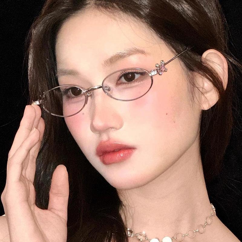 JYL Small Oval Sunglasses UV400 Women Rhinestone Steampunk Anti-Blue / 75072