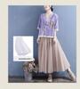 Women's Ethnic V-Neck Embroidered Cotton-Linen Cardigan Top and Mid-Sleeve Tea Dress