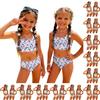 Zweiteiliges Badeanzug-Set für Mädchen Hawaiianischer Print Tankini-Oberteil und High-Waist-Unterteil Sommer Strandmode Badebekleidung für Kinder