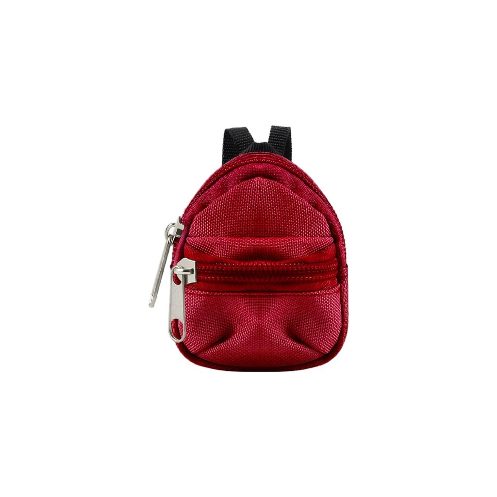 Mini Doll Backpack 8cm Fabric Double Layer Coin Purse Small School Bag Toy Accessory with Zipper Closure for Dolls
