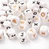 10Pcs 12mm Silicone Beads Letters Golden Black English Alphabet Letter Bead Bpa Free Material for Diy Chew Necklace Teether Toys
