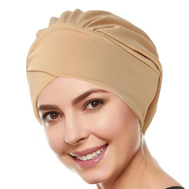 

Эластичная тканевая спальная шапочка, разноцветная лобная шапочка с крестообразным креплением, платок на голову One size хаки