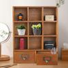 9 Compartment Wooden Storage Cabinet, Vintage Wooden Display Organizer with Two Drawer, Wall Mount or Freestanding