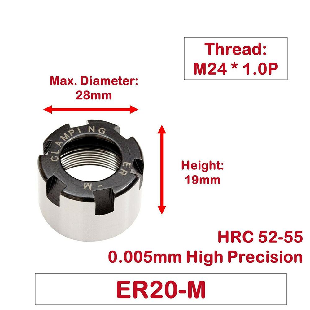 ER Series Clamping Nut Made of 20CrMoTi Chrome Steel for ER11 ER16 ER20 ER25 ER32 ER40 Milling Chucks and Machining