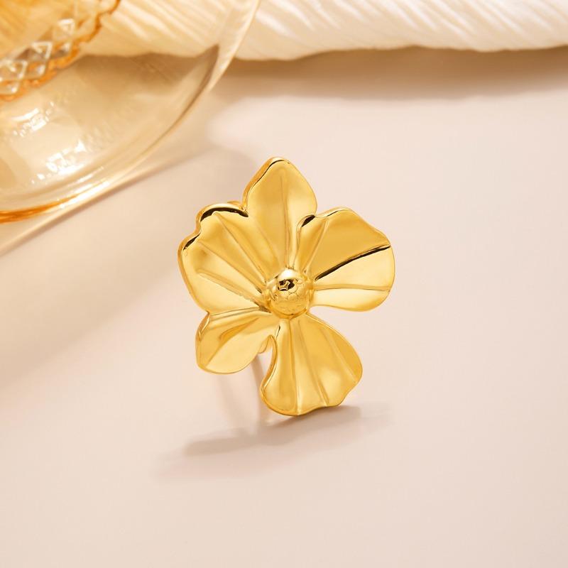 Europäischer und amerikanischer Titanstahlring mit Blumenöffnung, vergoldeter High-End-Zeigefingerring, farbenfroher, vielseitiger Ring, Schmuckgeschenk