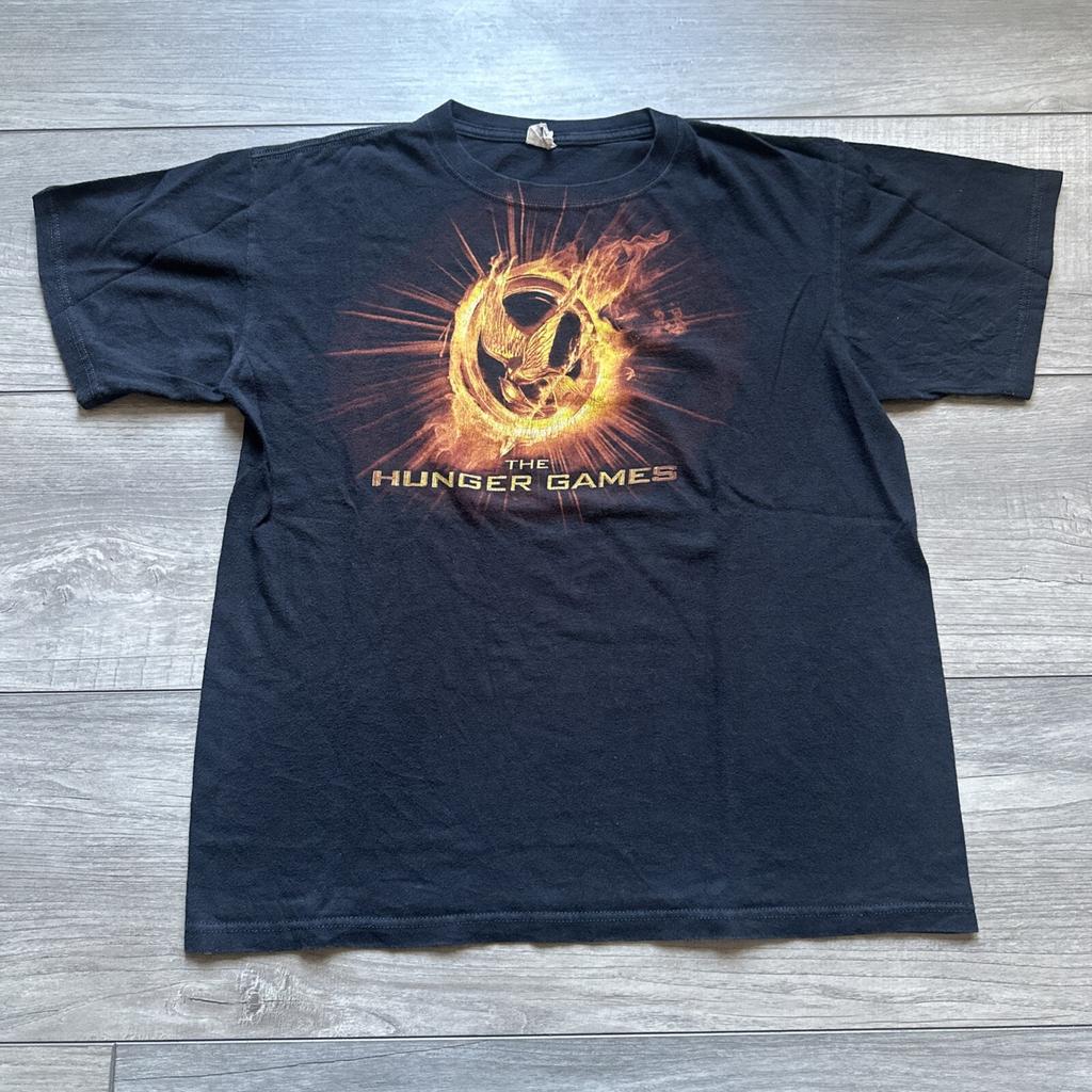 Vintage 2012 The Hunger Games Movie Logo Promotional T Shirt Size M Black Cinema