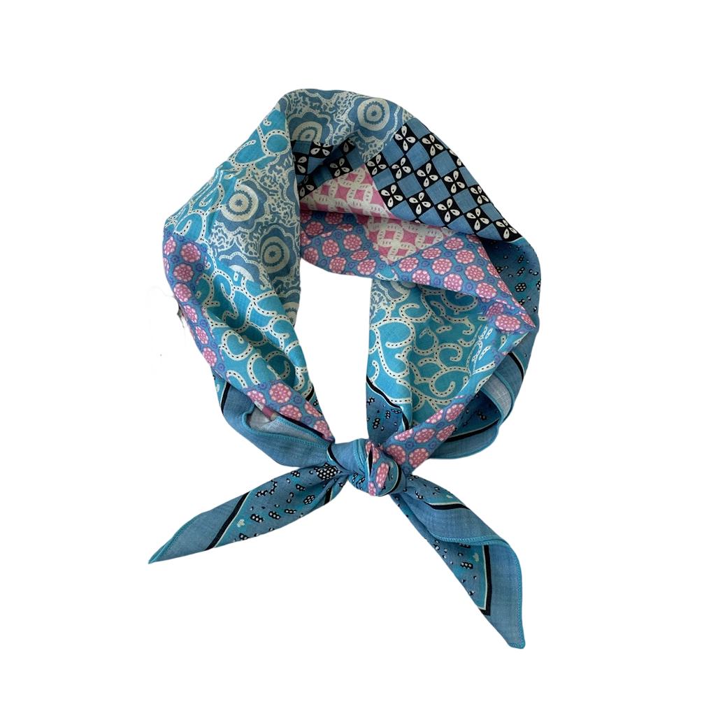 

Checkered Copper Flower Cotton Linen Scarf Decorative Headscarf Artistic Retro One Size