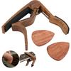 Acoustic Guitar Capo Solid Wood Silica Gel Clamp Ergonomics with 2 Picks for Bass Ukulele Violin