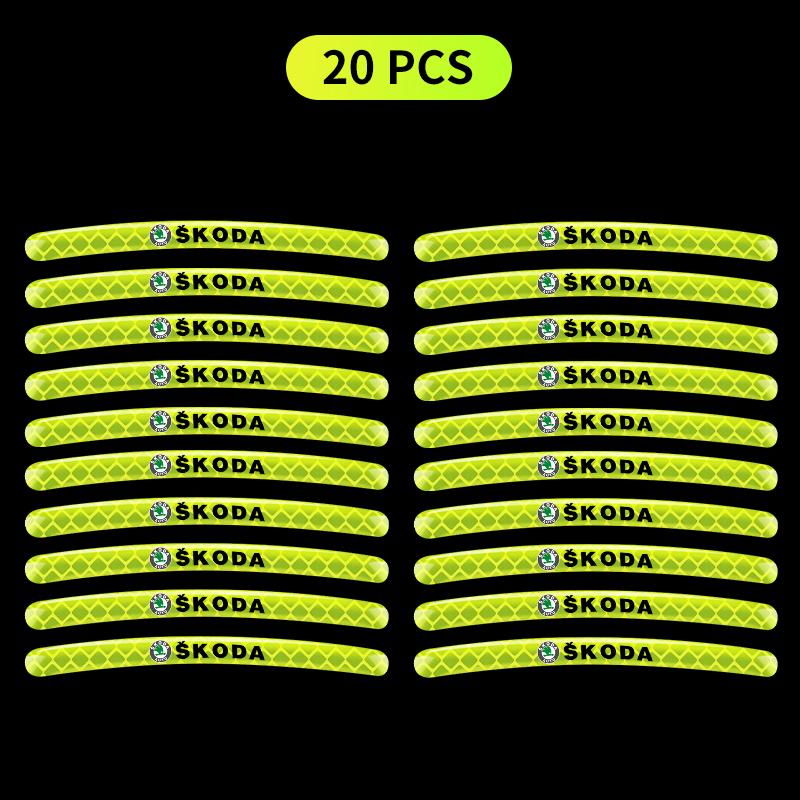 

Светоотражающая светящаяся эмблема-наклейка на колесный диск, автомобильный стайлинг для Skoda Fabia Kodiaq Kamiq Superb Yeti Octavia Enyaq Rapid Karoq Derivati 20pcs