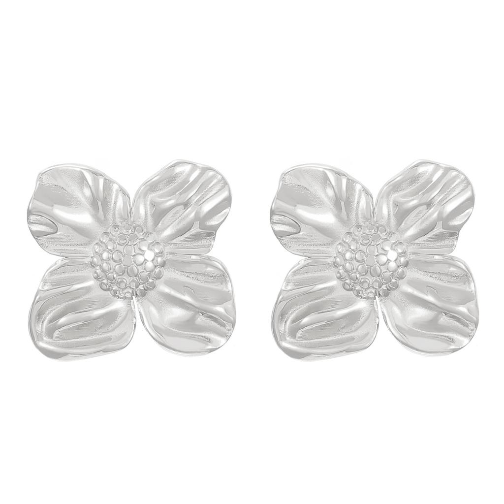 High-end Metal Flower Cold Wind Pearl Pendant Earrings Women's Niche Design Temperament Stud Earrings Wholesale