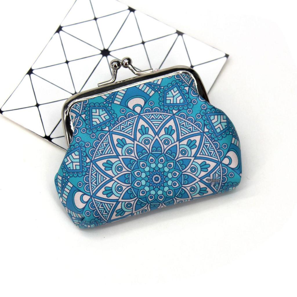 Retro Ethnic Print Women's Clasp Coin Purse - Little Girl Handheld Wallet