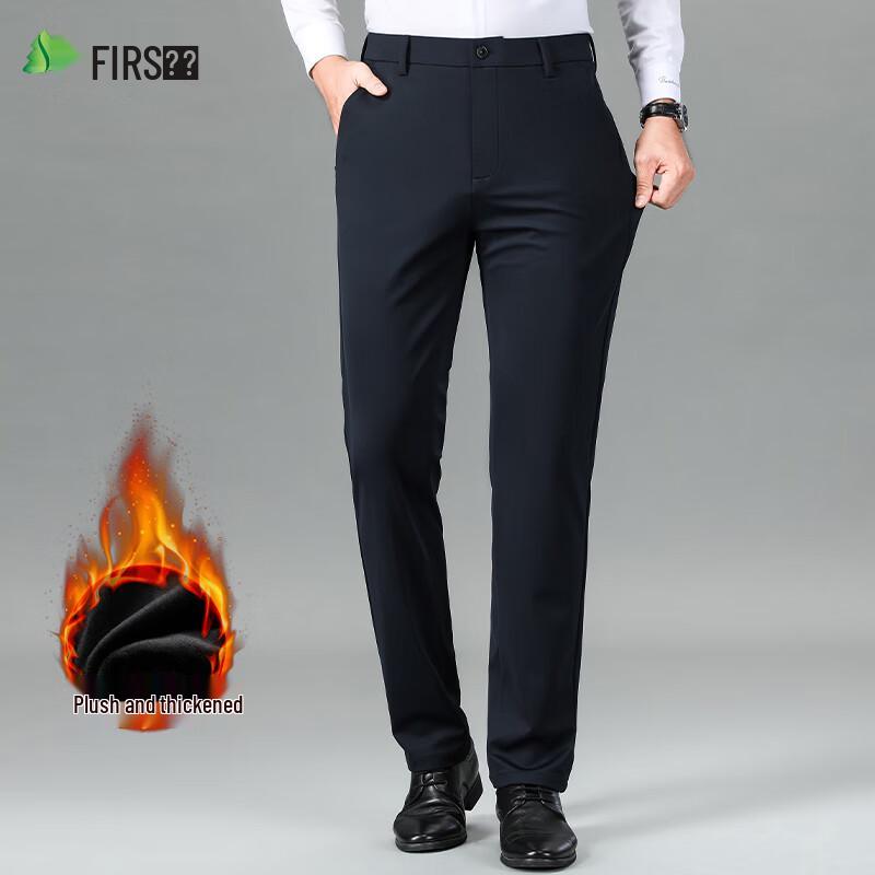 

Shanshan Men s Fleece-Lined Stretch Straight-Leg Business Casual Pants 35