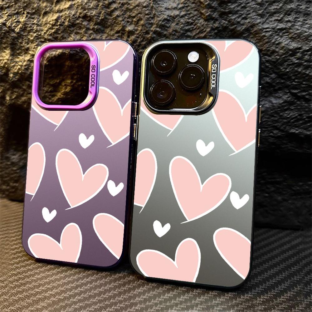 Luxury Love Heart Silver Phone Case For Samsung Galaxy S25 S24 Ultra S23 S22 FE S21 S20 Ultra Plus FE A25 A35 A55 5G Cover
