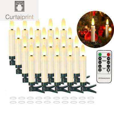 LED Christmas Candles Battery Operated, Remote and Flashing Flames, Battery Operated Home Decoration, Waterproof Taper Candle