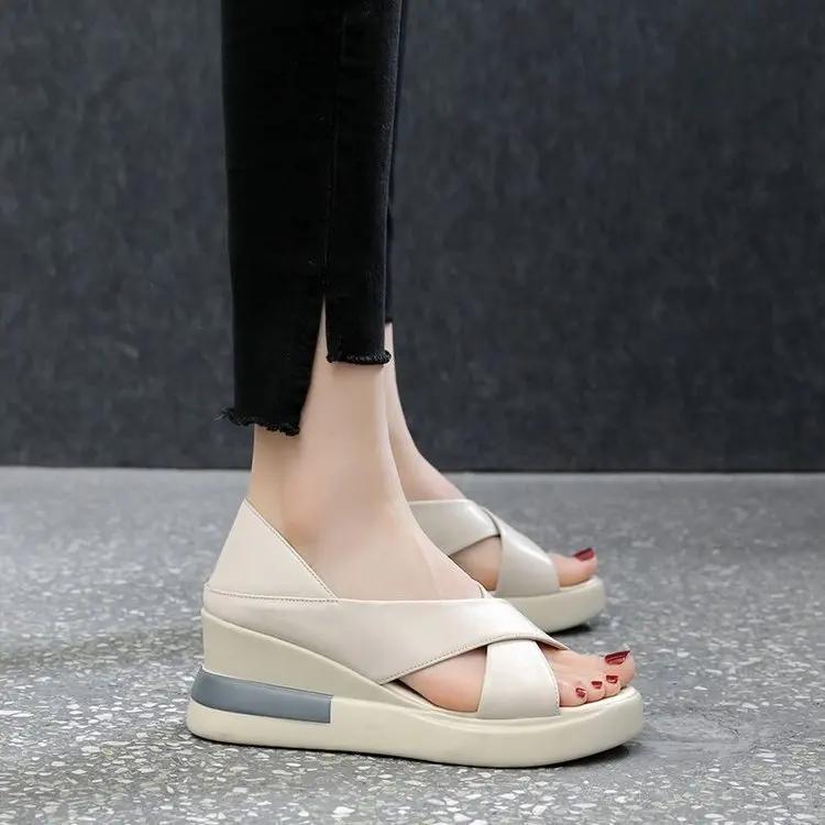 Muffin Bag Heel Sandals Women 2025 Summer New High-heeled Fashion Outer Wear Wedge-heeled Thick-soled Comfortable Women's Shoes